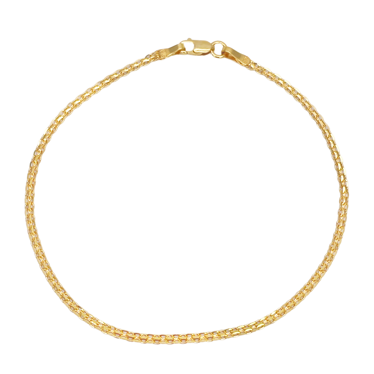 22ct Yellow Gold Flat Chain High Polished Bracelet 7'' inches 1.7mm Wide