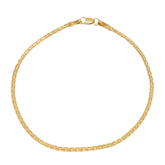 22ct Yellow Gold Flat Chain High Polished Bracelet 7'' inches 1.7mm Wide