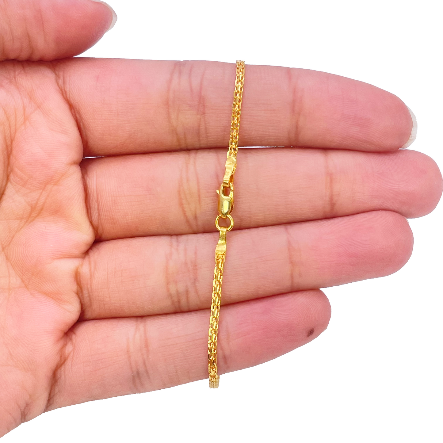 22ct Yellow Gold Flat Chain High Polished Bracelet 7'' inches 1.7mm Wide