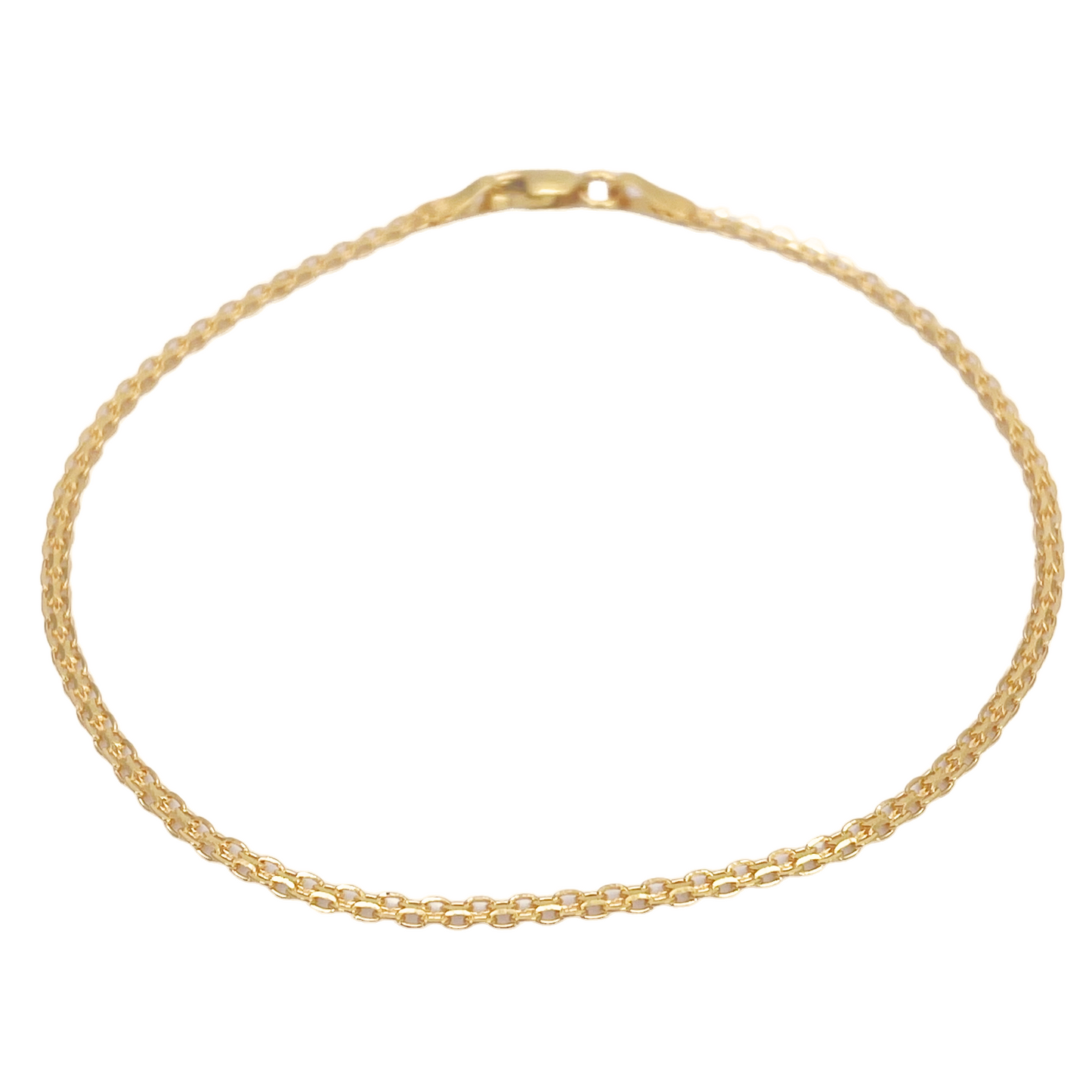 22ct Yellow Gold Flat Chain High Polished Bracelet 7'' inches 1.7mm Wide