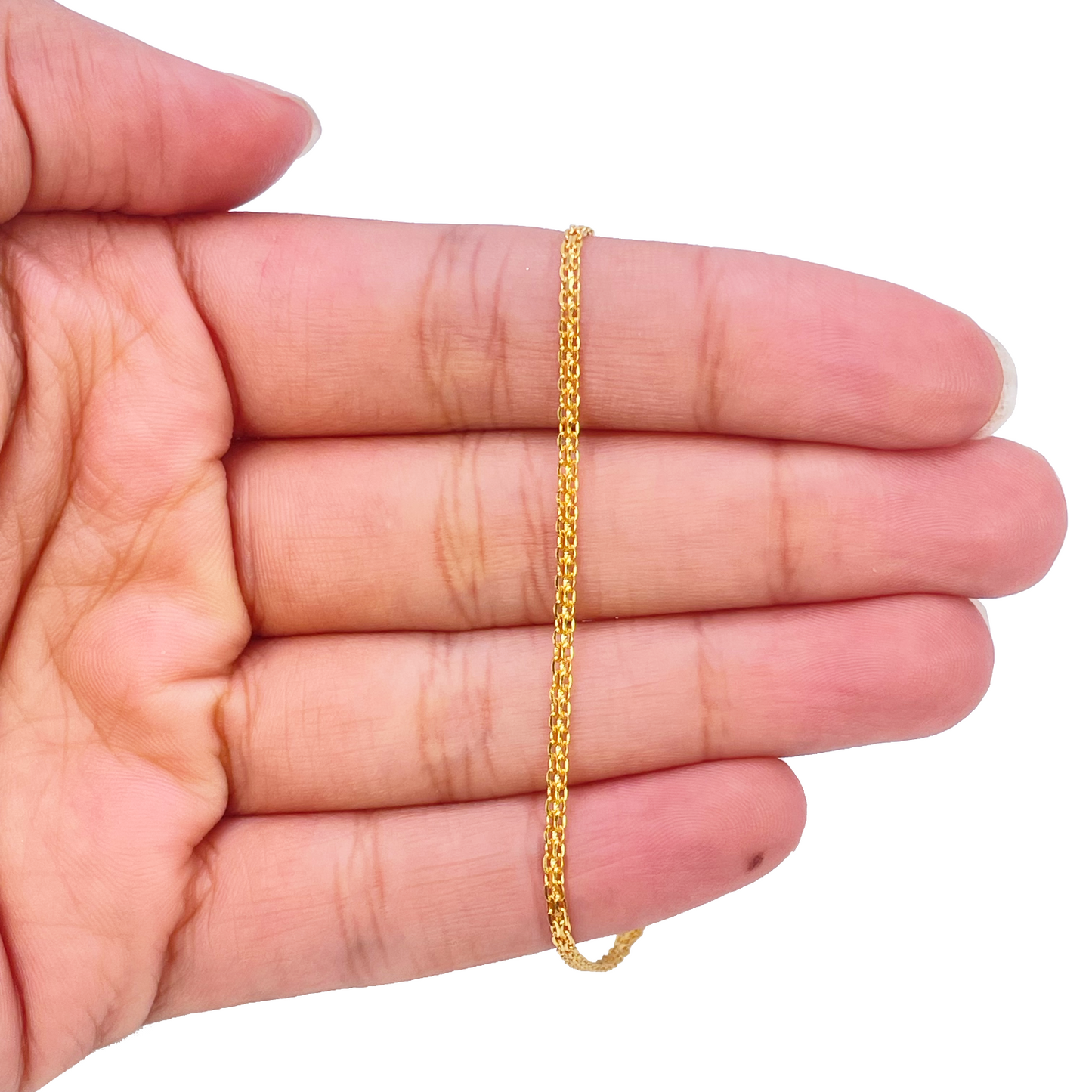 22ct Yellow Gold Flat Chain High Polished Bracelet 7'' inches 1.7mm Wide