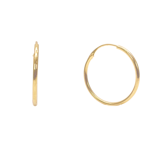 22ct Yellow Gold Pair Of Plain High Polished Hoop Earrings 20mm