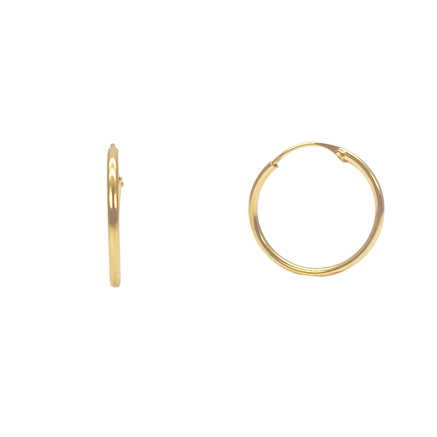 22ct Yellow Gold Pair Of Plain High Polished Hoop Earrings 15.5mm