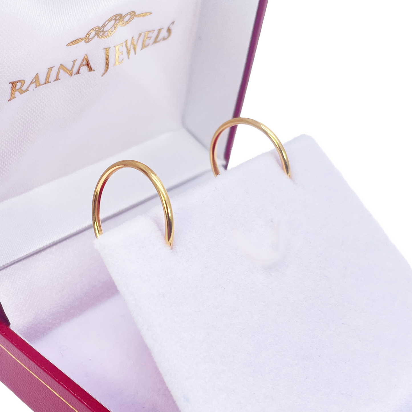 22ct Yellow Gold Pair Of Plain High Polished Hoop Earrings 15.5mm