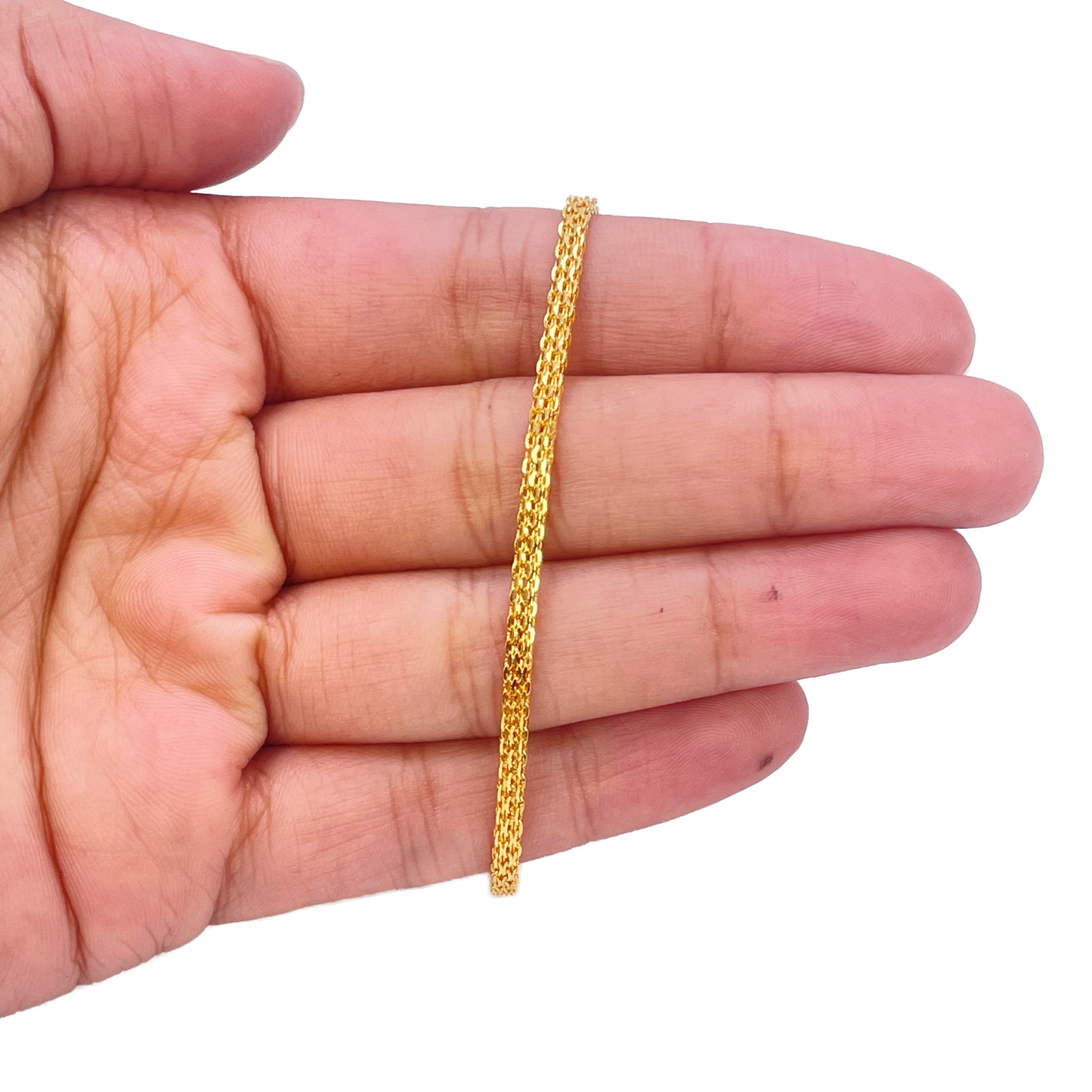 22ct Yellow Gold Flat High Polished Chain Bracelet 7'' inches 2.4mm Wide