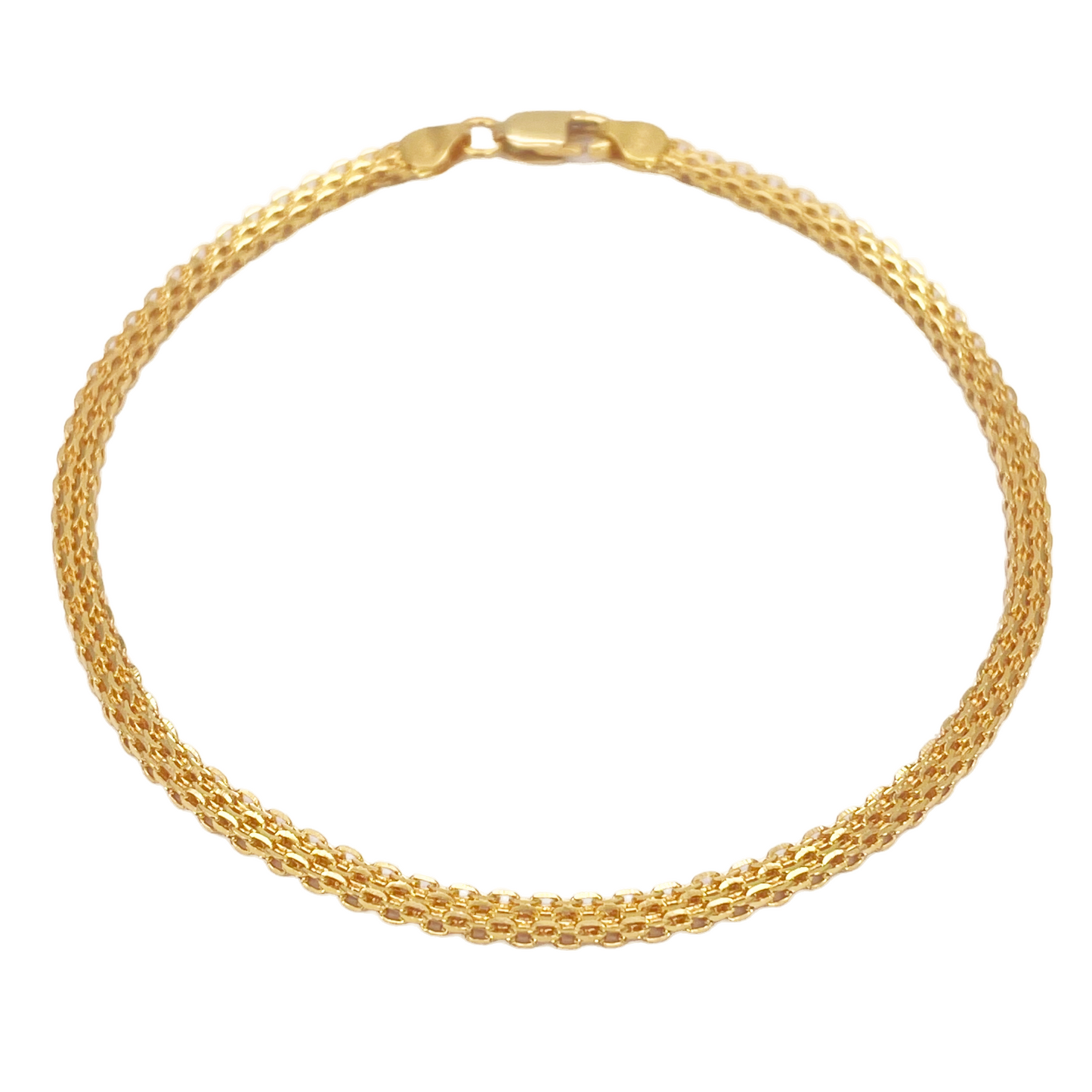 22ct Yellow Gold Flat High Polished Chain Bracelet 7'' inches 2.4mm Wide