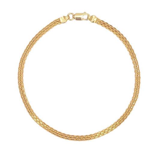 22ct Yellow Gold Flat High Polished Chain Bracelet 7'' inches 2.4mm Wide