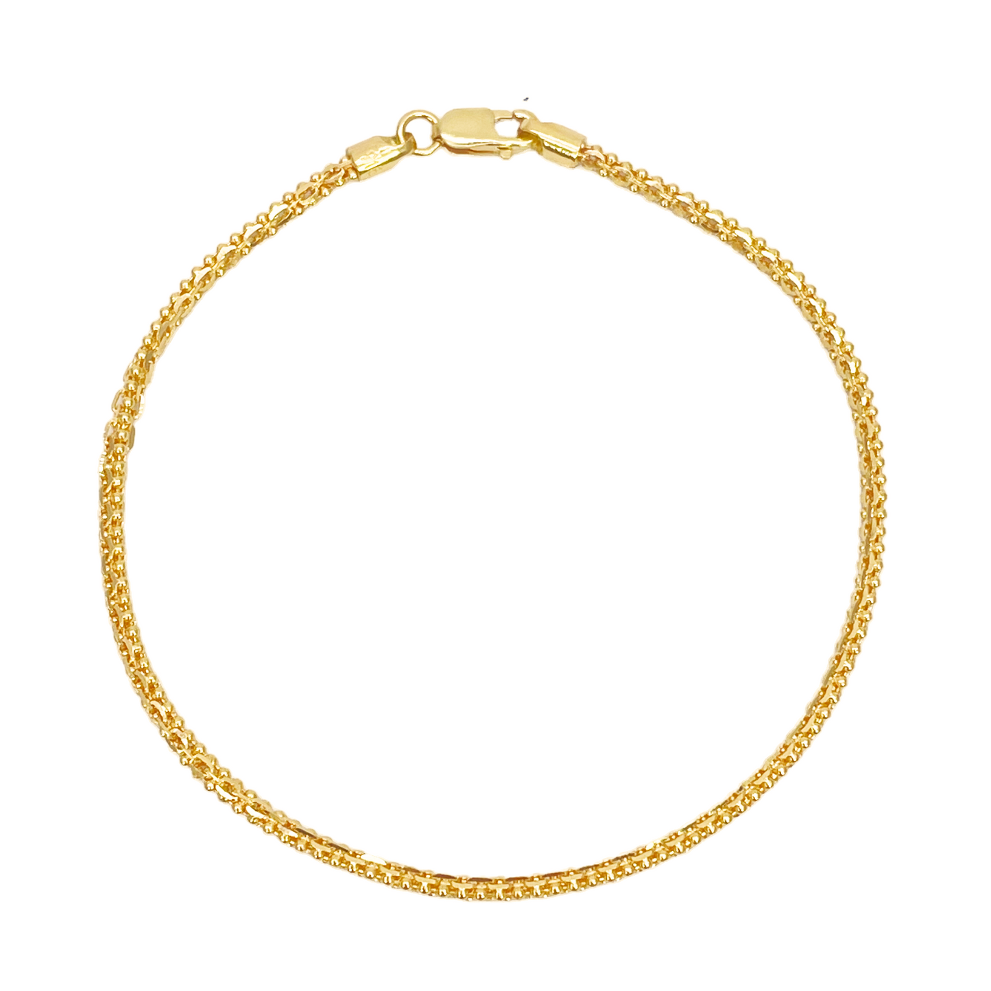 22ct Yellow Gold High Polished Beaded Chain Link Bracelet 7'' inches 1.7mm Wide