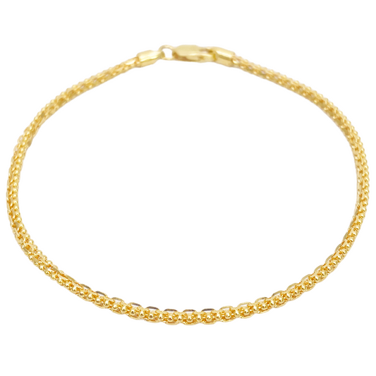 22ct Yellow Gold High Polished Beaded Chain Link Bracelet 7'' inches 1.7mm Wide