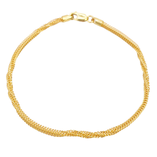 22ct Yellow Gold High Polished Chain Twisted Bracelet 6.5'' inches 2.3mm Wide