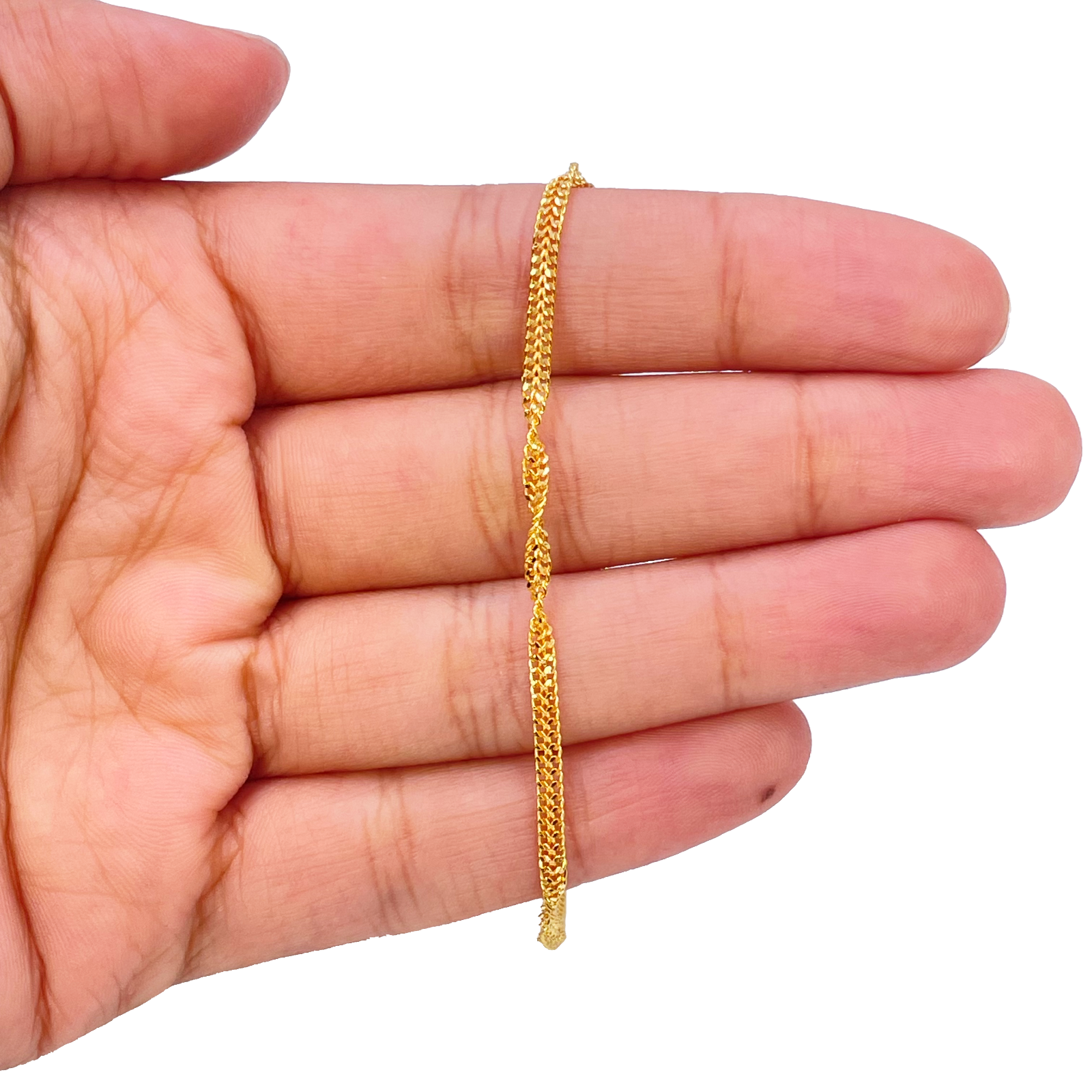 22ct Yellow Gold High Polished Twisted Ripple Bracelet 7'' inches 2.3mm Wide 