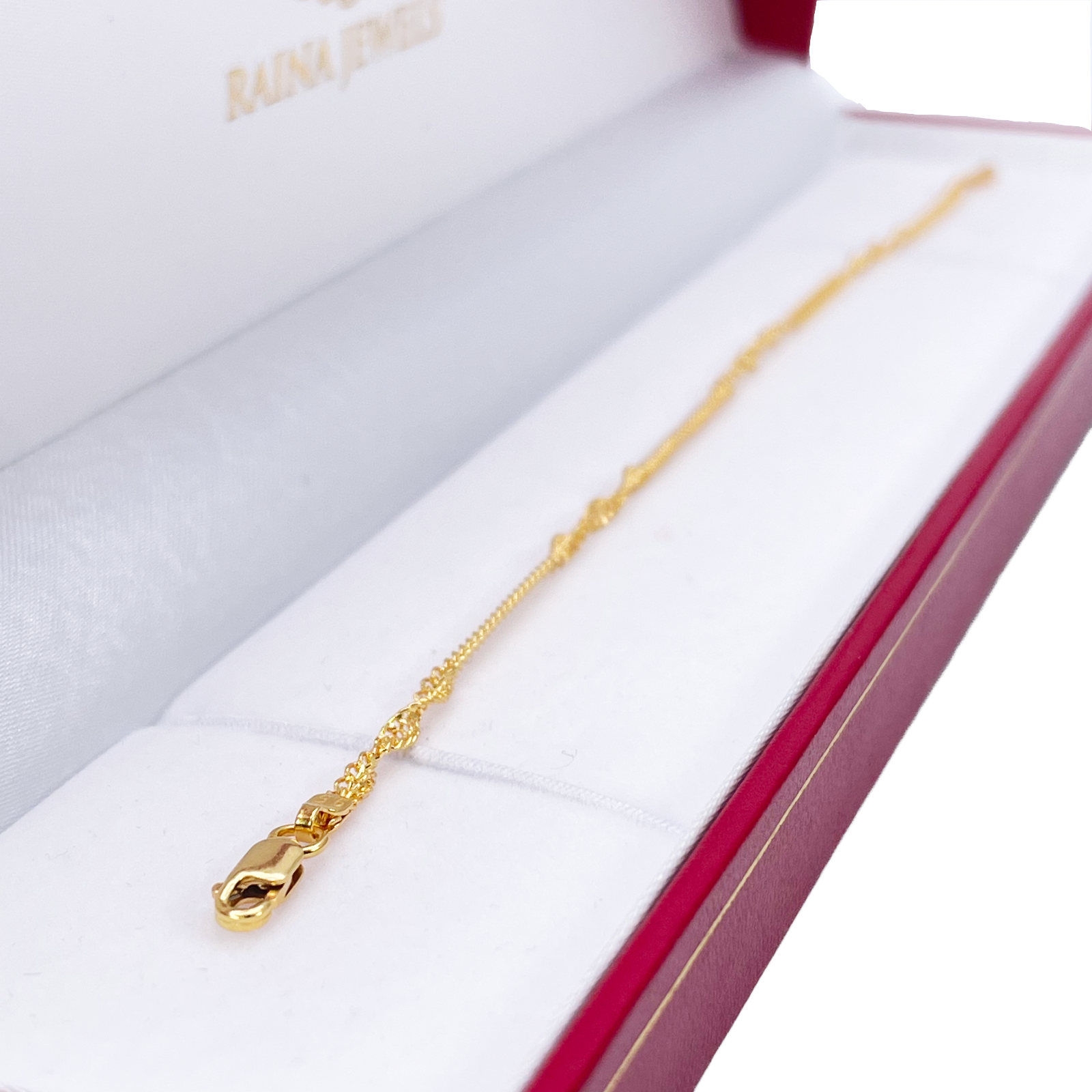 22ct Yellow Gold High Polished Twisted Ripple Bracelet 7'' inches 2.3mm Wide 