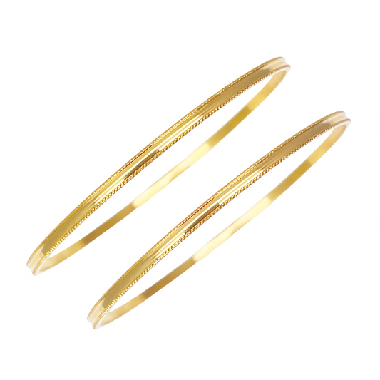 22ct Yellow Gold Set Of Two Solid Round Diamond Cut High Polished Bangle Diameter: 19.7mm