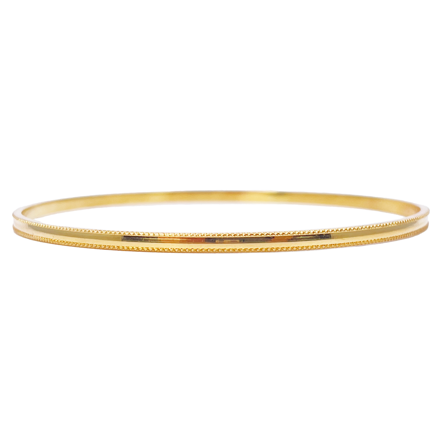 22ct Yellow Gold Set Of Two Solid Round Diamond Cut High Polished Bangle Size2.5