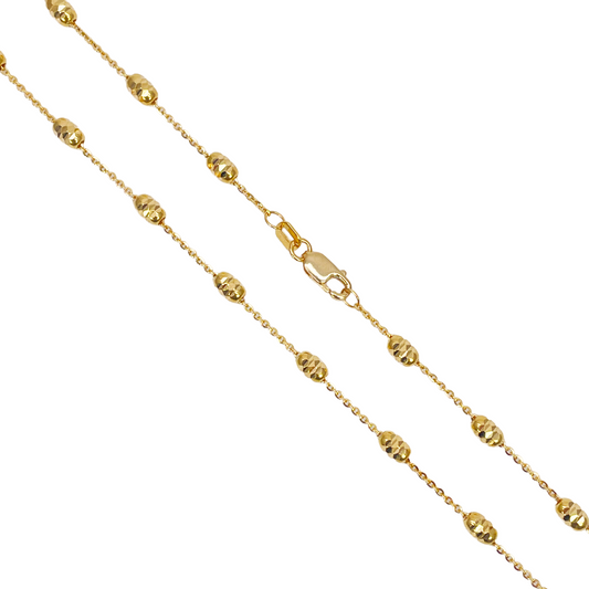 22ct Yellow Gold Shiny Diamond Cut Ball Beaded Necklace 20''inches