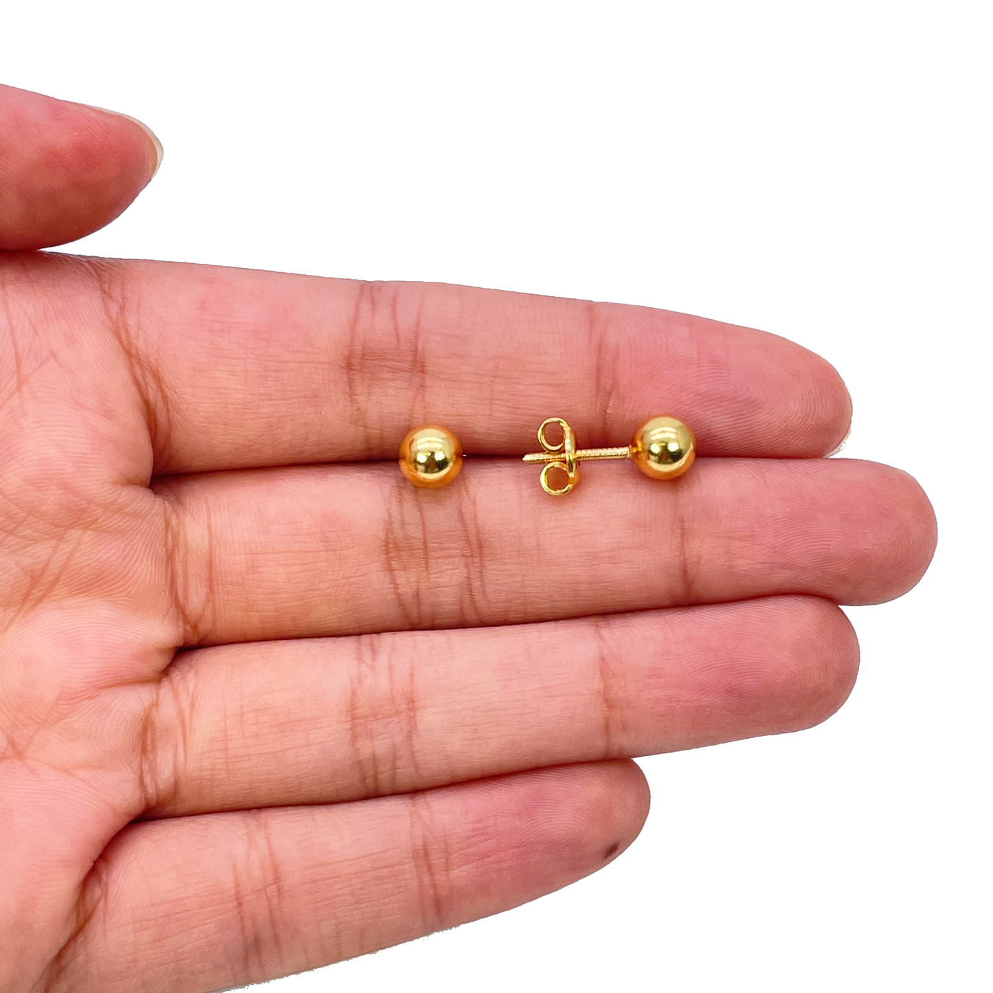 22ct Yellow Gold High Polished Round Plain Ball Stud Earrings 5mm