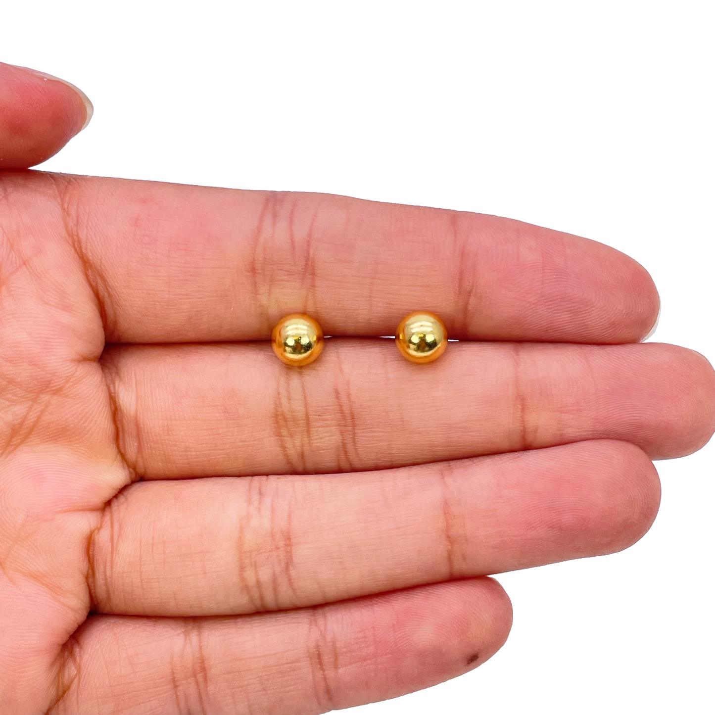 22ct Yellow Gold High Polished Round Plain Ball Stud Earrings 5mm