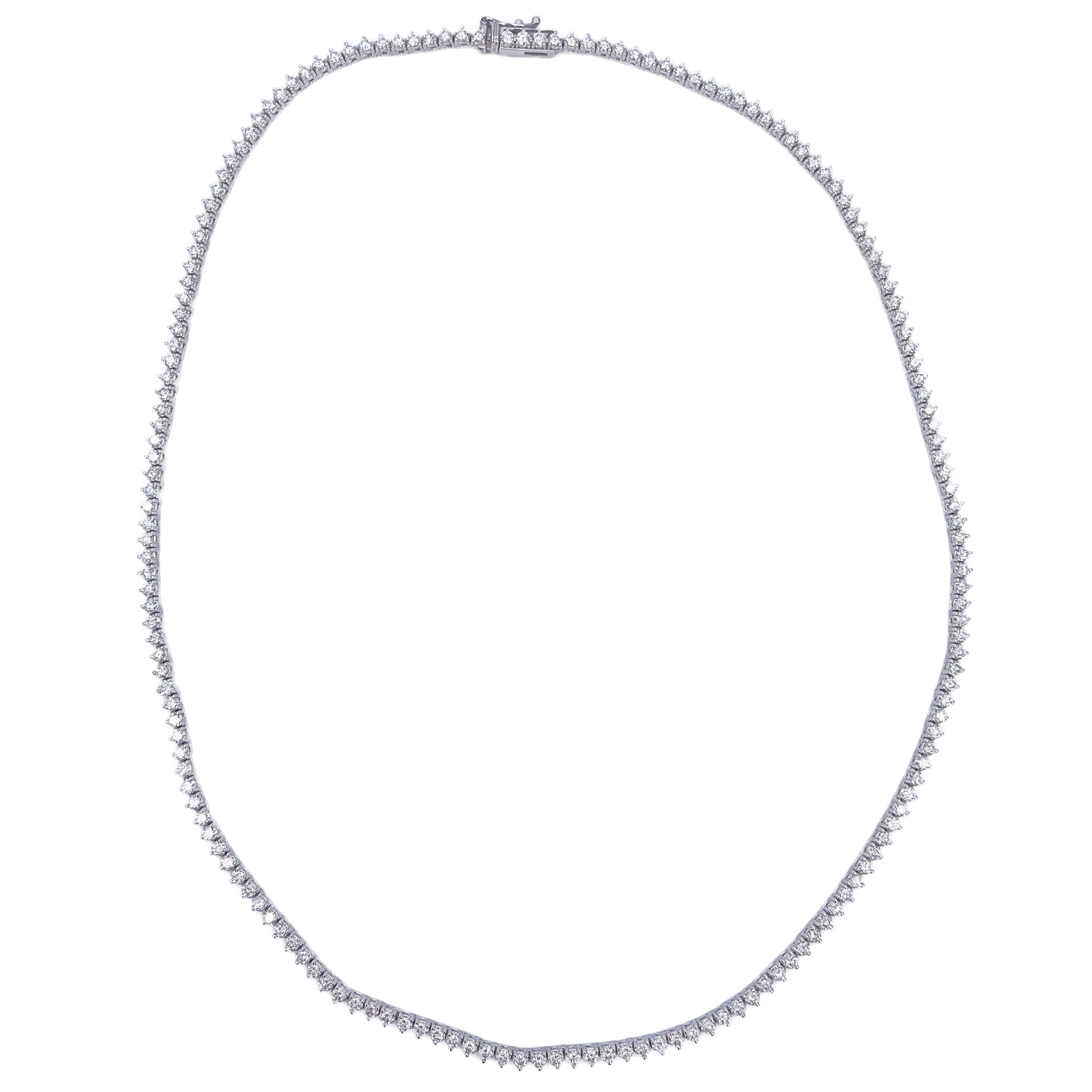 14ct White Gold Three Prong Natural  Diamond Tennis Necklace 5.96ct 17''inches