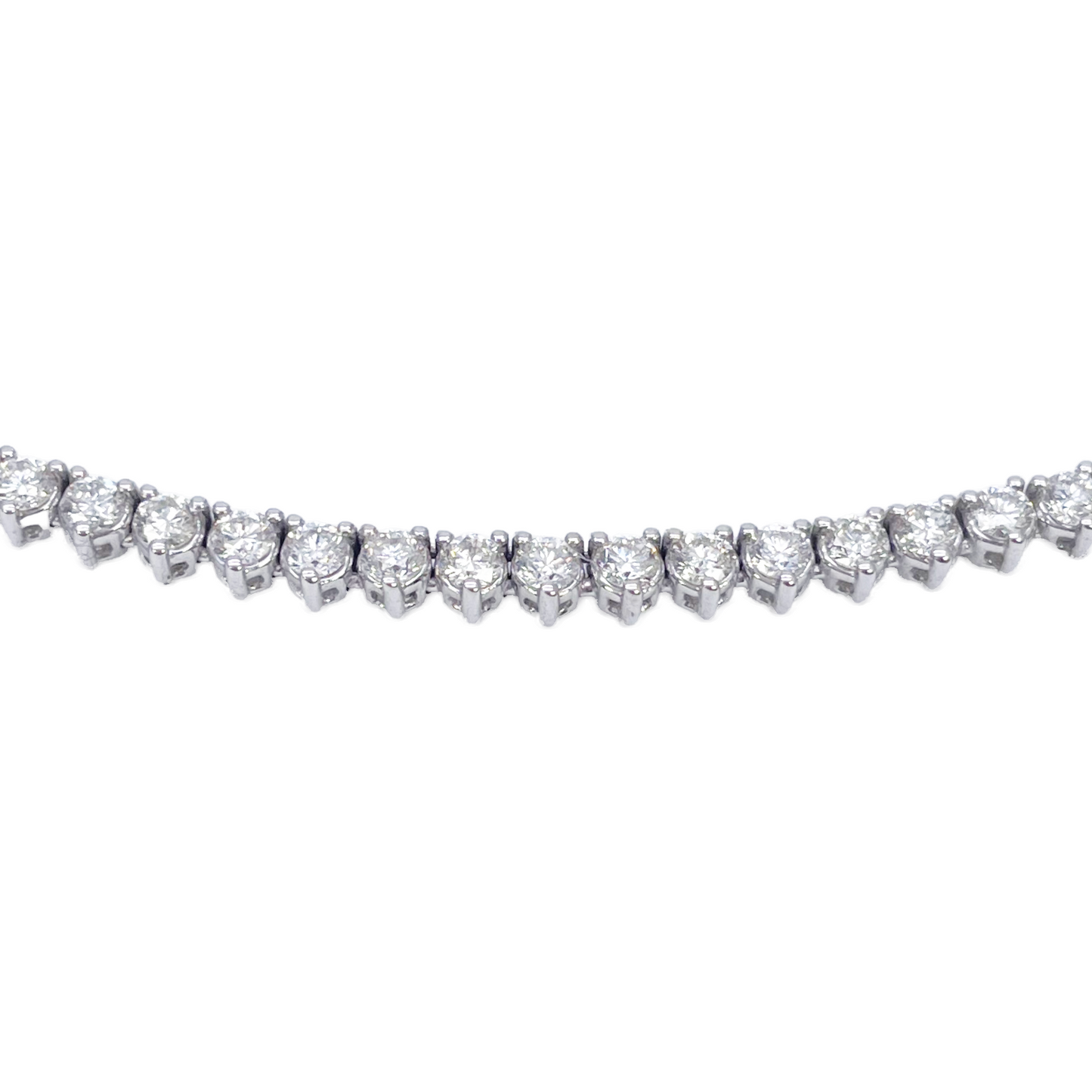 14ct White Gold Three Prong Natural  Diamond Tennis Necklace 5.96ct 17''inches