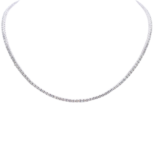 14ct White Gold Natural Diamond Tennis Necklace 5.96ct 17''inches