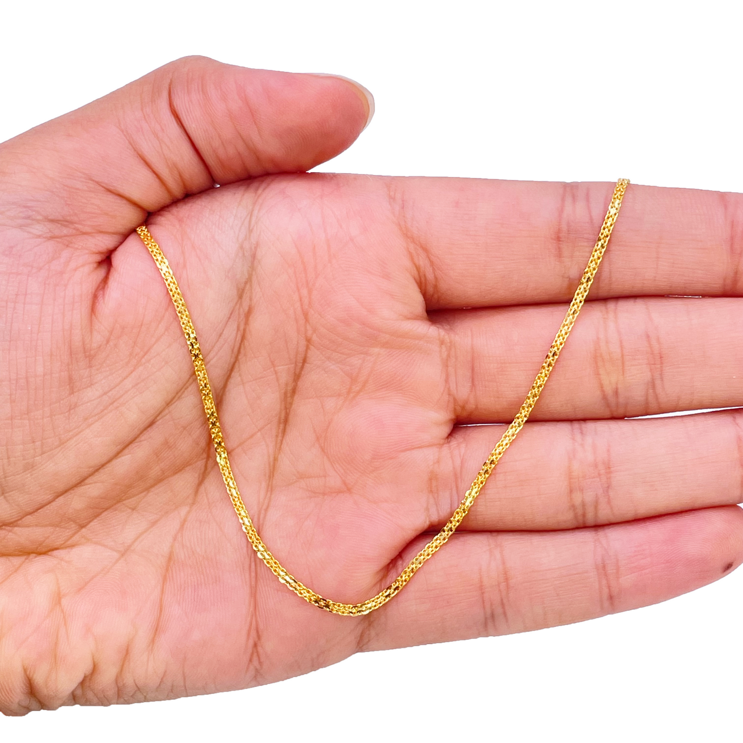 22ct Yellow Gold Fancy Flat Chain Necklace 16'' inch 1.5mm Width