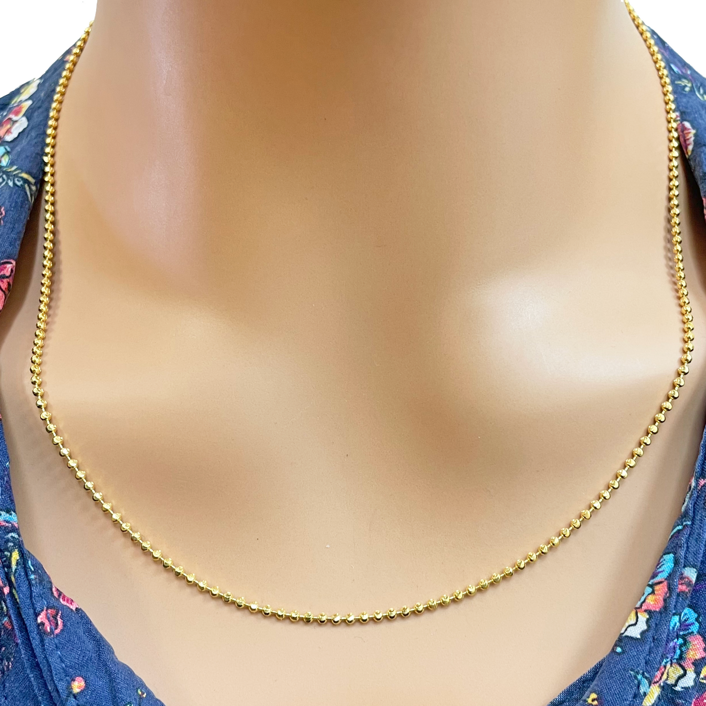 22ct Yellow Gold Diamond Cut Ball Beaded Necklace 20