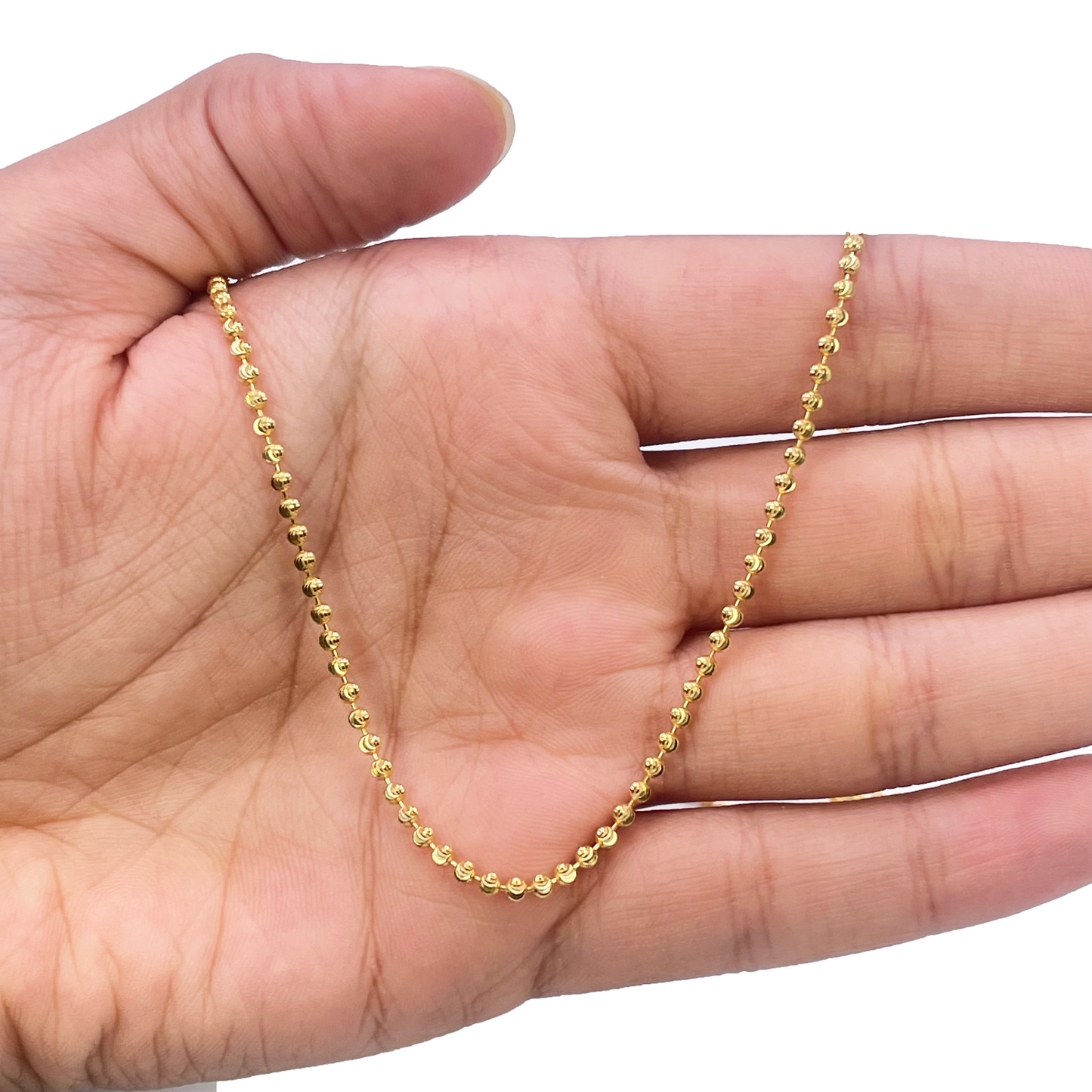 22ct Yellow Gold Diamond Cut Ball Beaded Necklace 16''inches