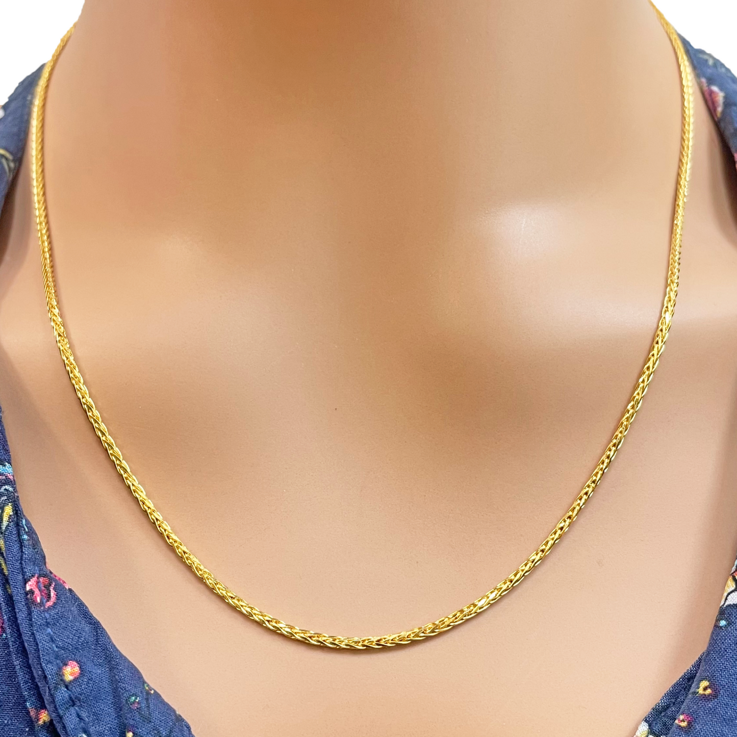 22ct Yellow Gold Spiga Chain Necklace 20'' inch 1.6mm Width