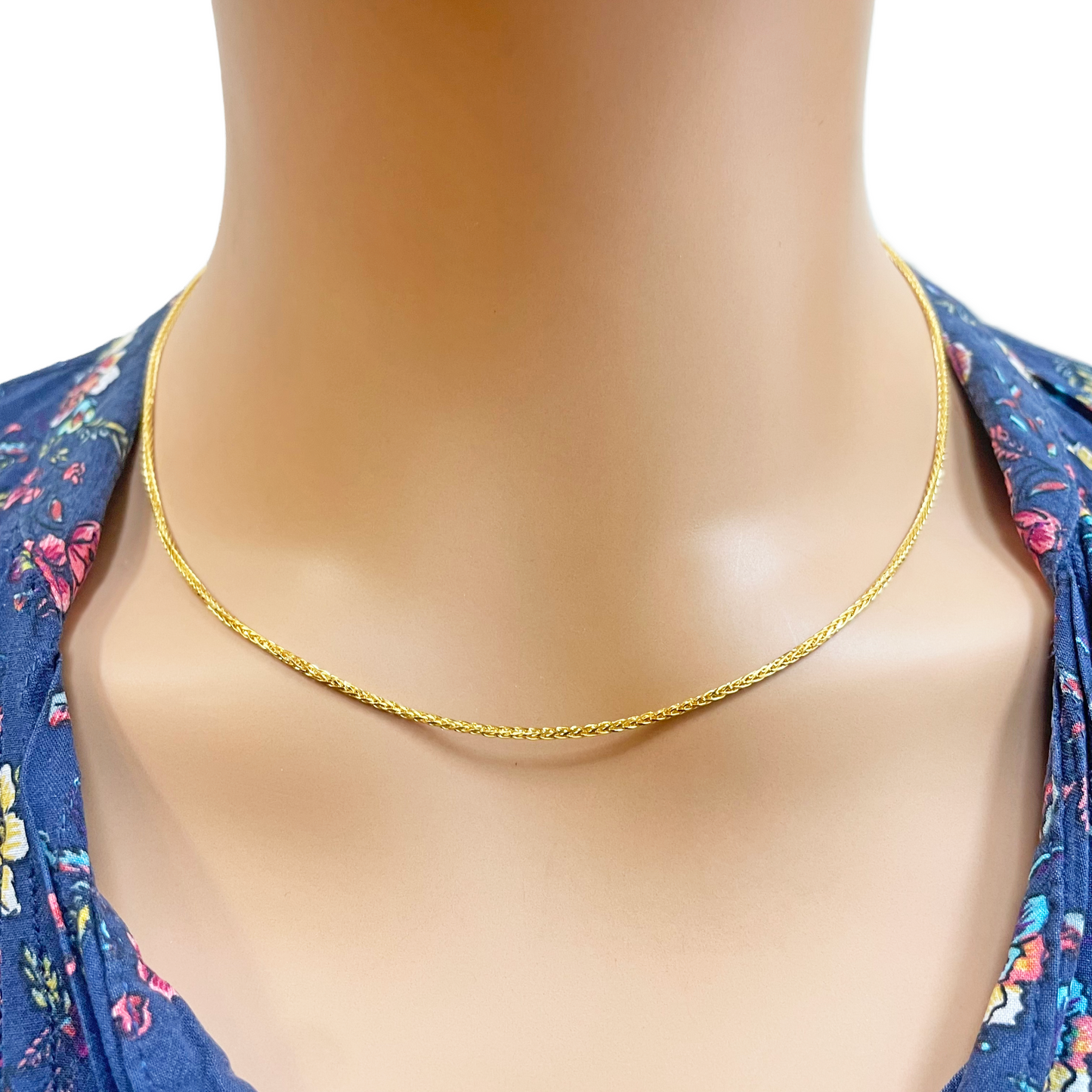 22ct Yellow Gold Spiga Chain Necklace 18'' inch 1.4mm Width