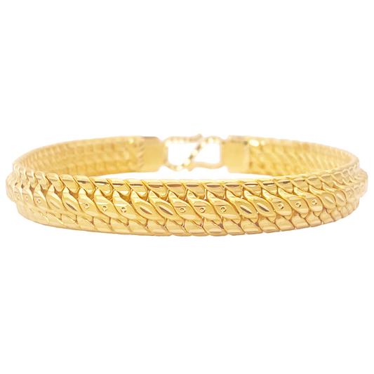 22ct Gold Cowboy Gents Diamond Cut Lightweight Bracelet 8.4 Inches 9mm Width 