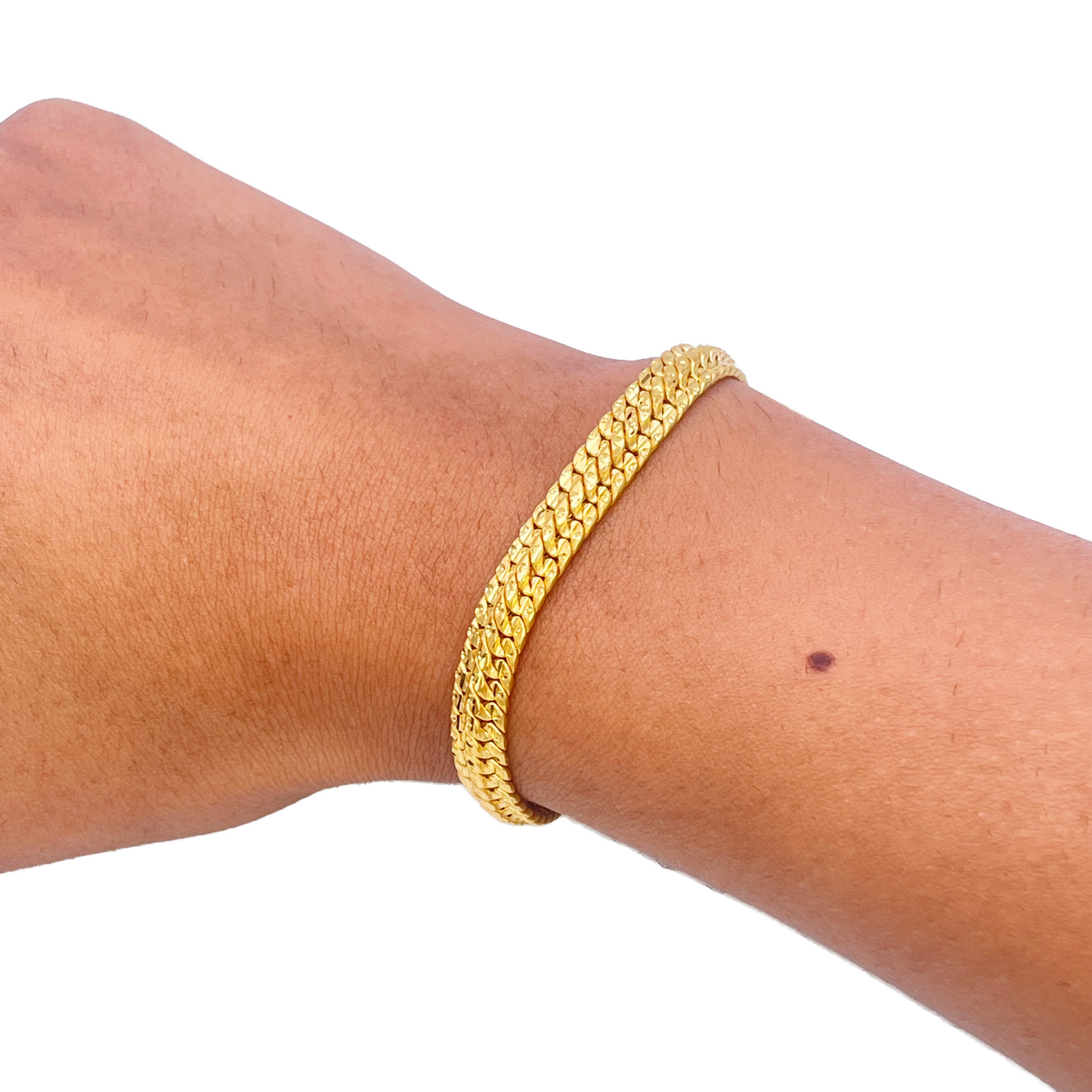 22ct Gold Cowboy Gents Diamond Cut Lightweight Bracelet 8.4 Inches 9mm Width 