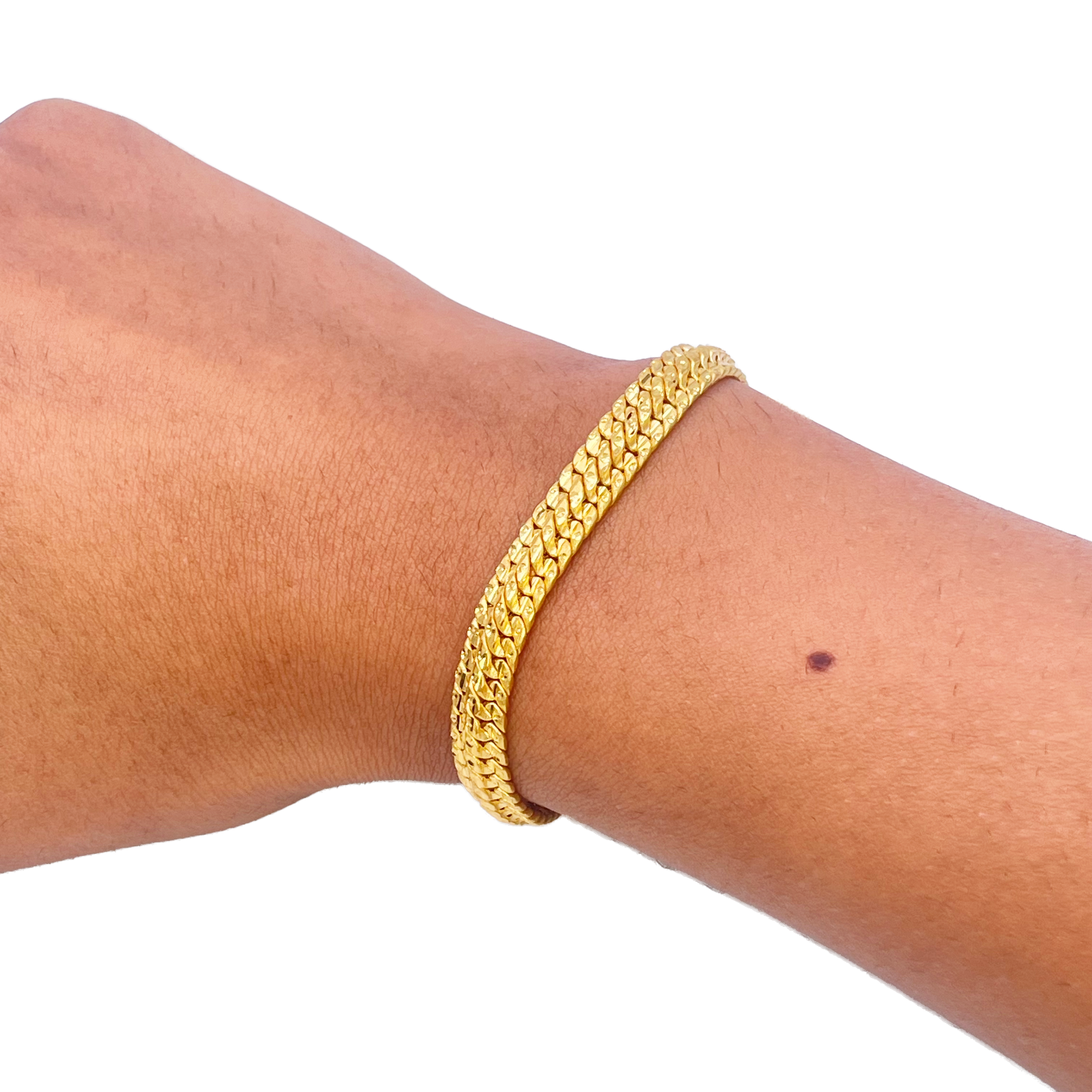 22ct Gold Cowboy Gents Diamond Cut Lightweight Bracelet 8.4 Inches 9mm Width 