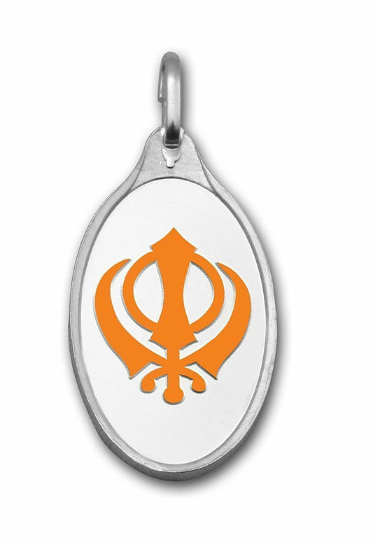 999.9 Pure Silver 5 Grams Coloured Khalsa / Khanda Sikh Pendant Sealed Pack