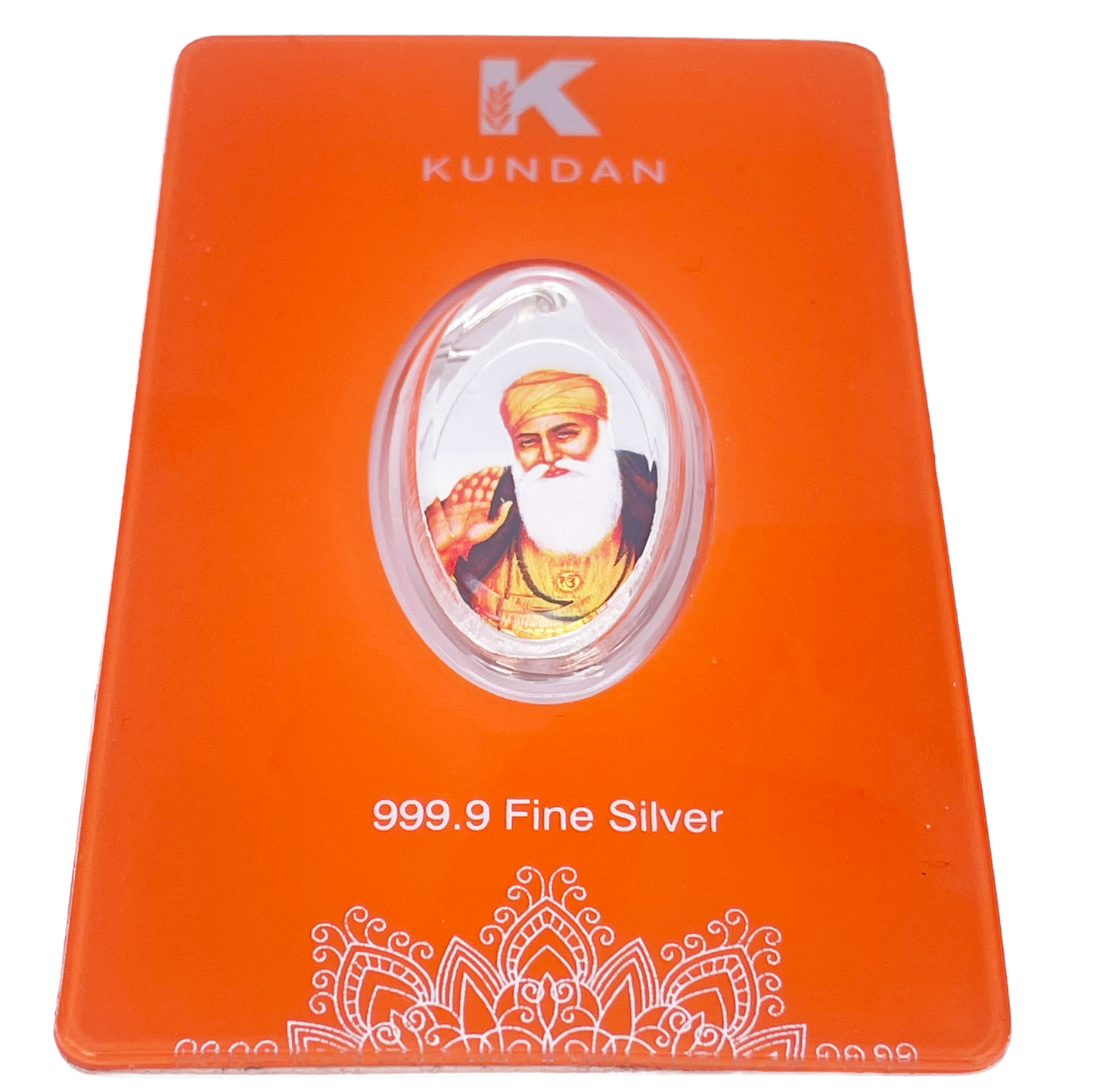 999.9 Pure Silver 5 Grams Coloured Guru Nanak Sikh Pendant Sealed Pack