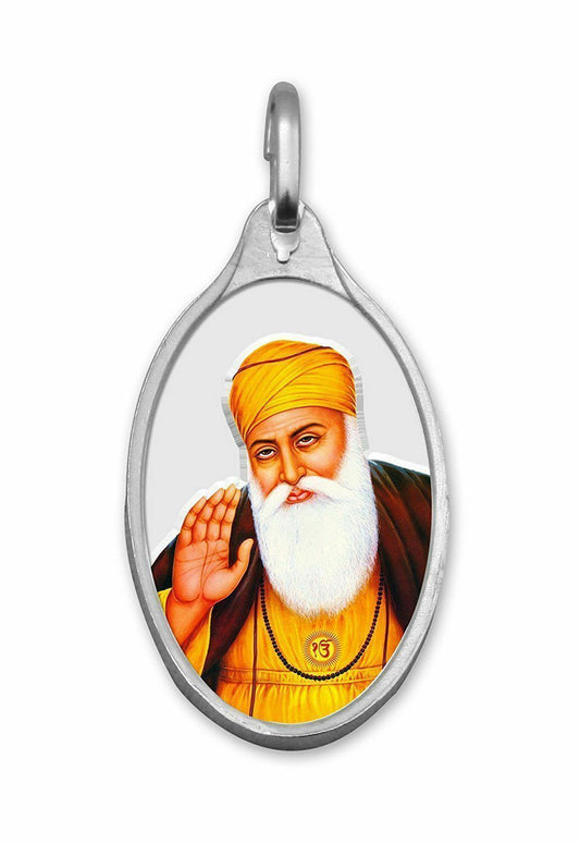 999.9 Pure Silver 5 Grams Coloured Guru Nanak Sikh Pendant Sealed Pack