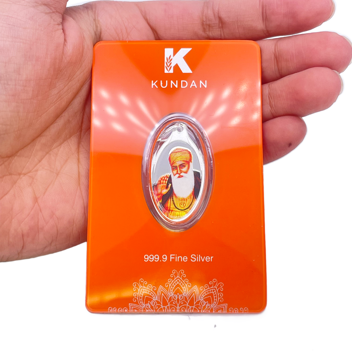 999.9 Pure Silver 5 Grams Coloured Guru Nanak Sikh Pendant Sealed Pack