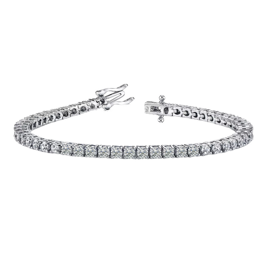 14ct White Gold Natural Diamond Tennis Bracelet 4-Claw 1.39ct 7''Inches 1.8mm