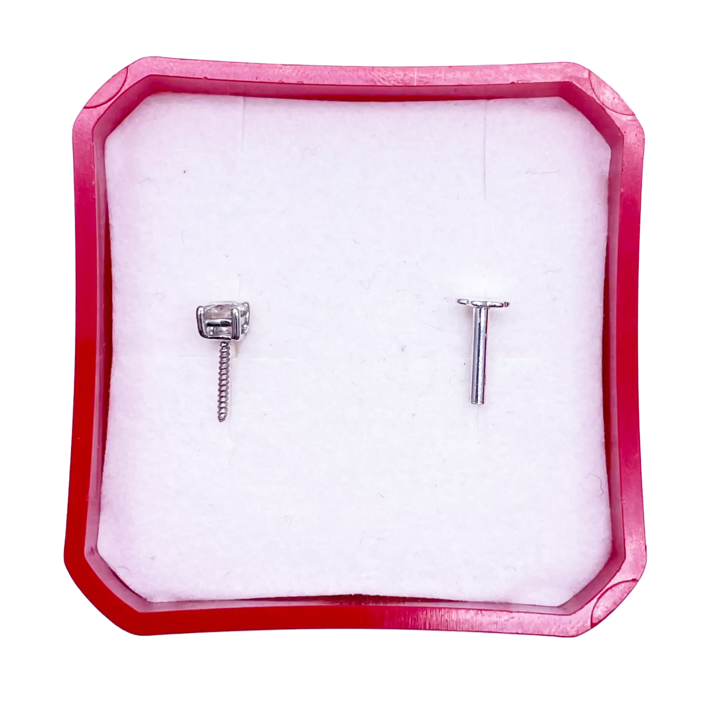 18ct White Or Yellow Gold Diamond Nose Stud Pin 0.15ct 4claw 3.4mm Width