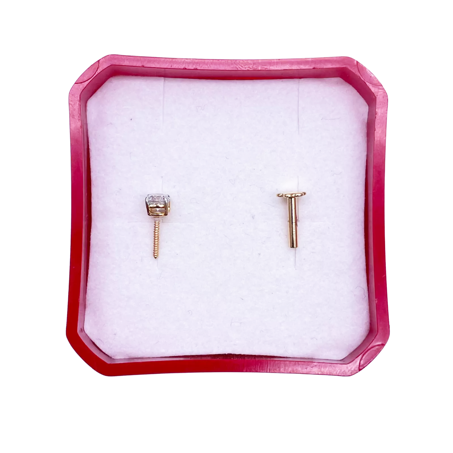 18ct White Or Yellow Gold Diamond Nose Stud Pin 0.15ct 4claw 3.4mm Width