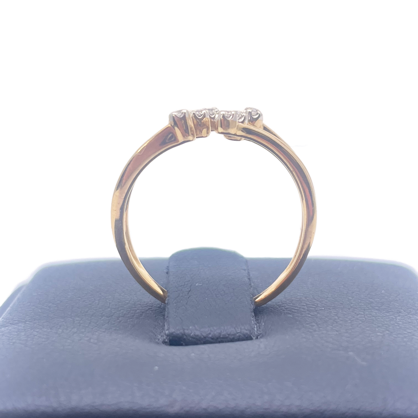 18ct Yellow Gold 3 Hoop Open Diamond Wrap Around Ring 0.09ct