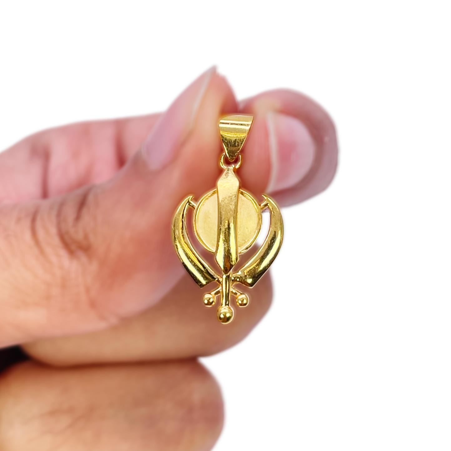 22ct Yellow Gold High Polished & Matt Finish Khanda Pendant (22x12mm)