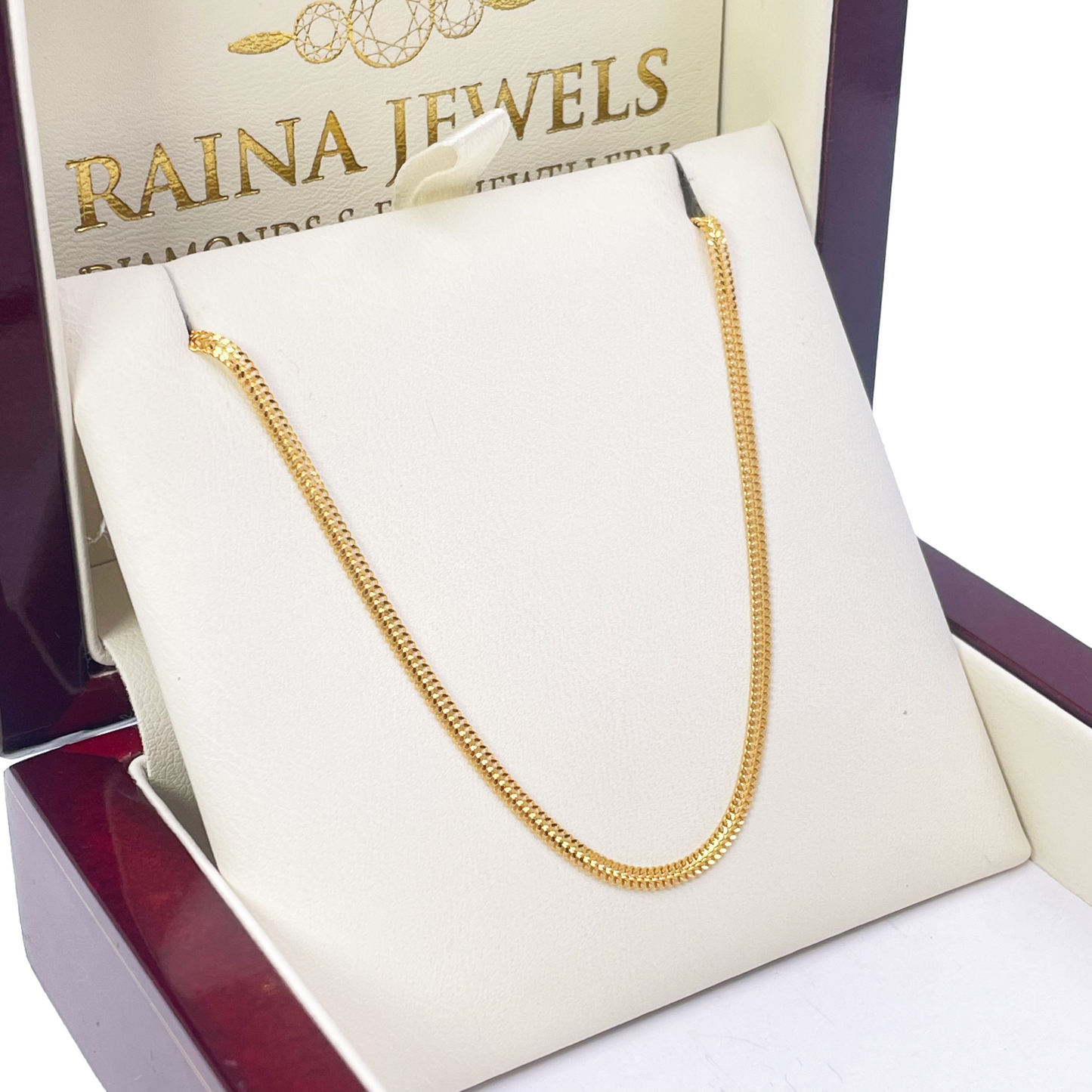 22ct Yellow Gold Flat Chain Necklace 18'' inch 2.1mm Width