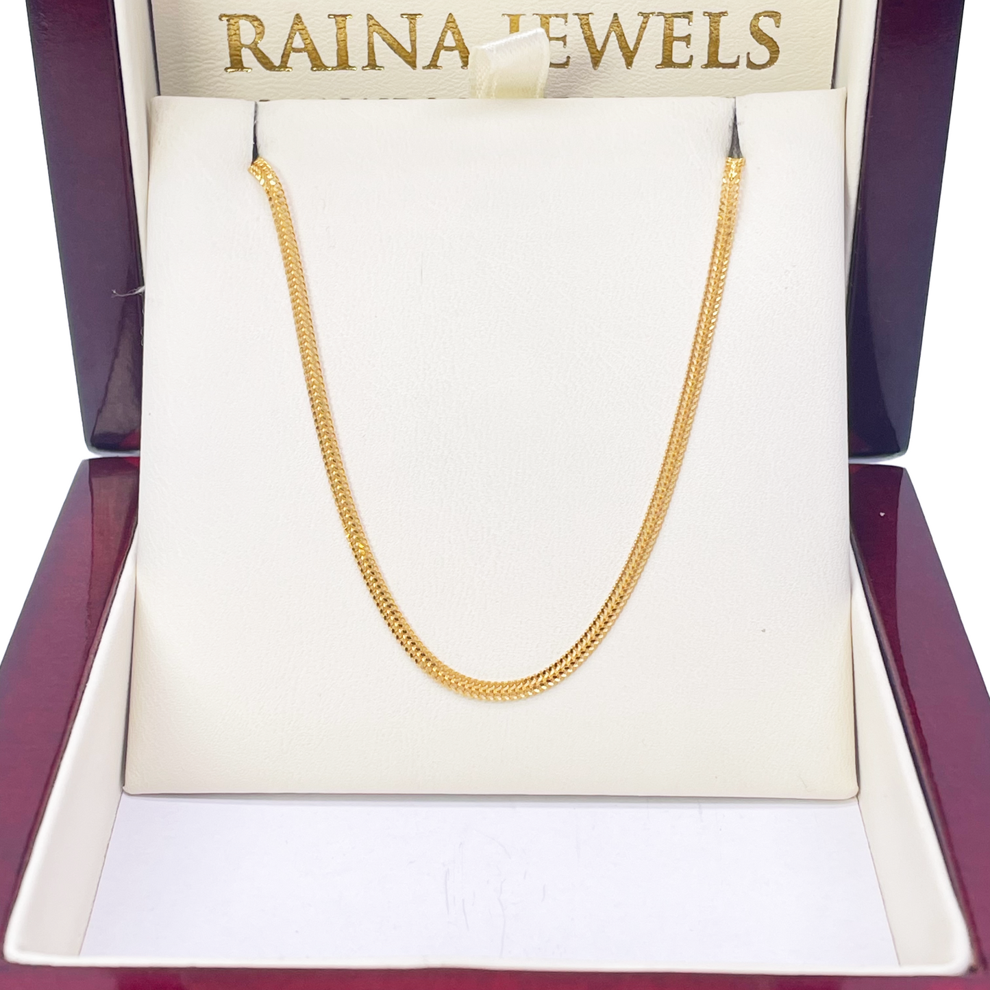 22ct Yellow Gold Flat Chain Necklace 18'' inch 2.1mm Width