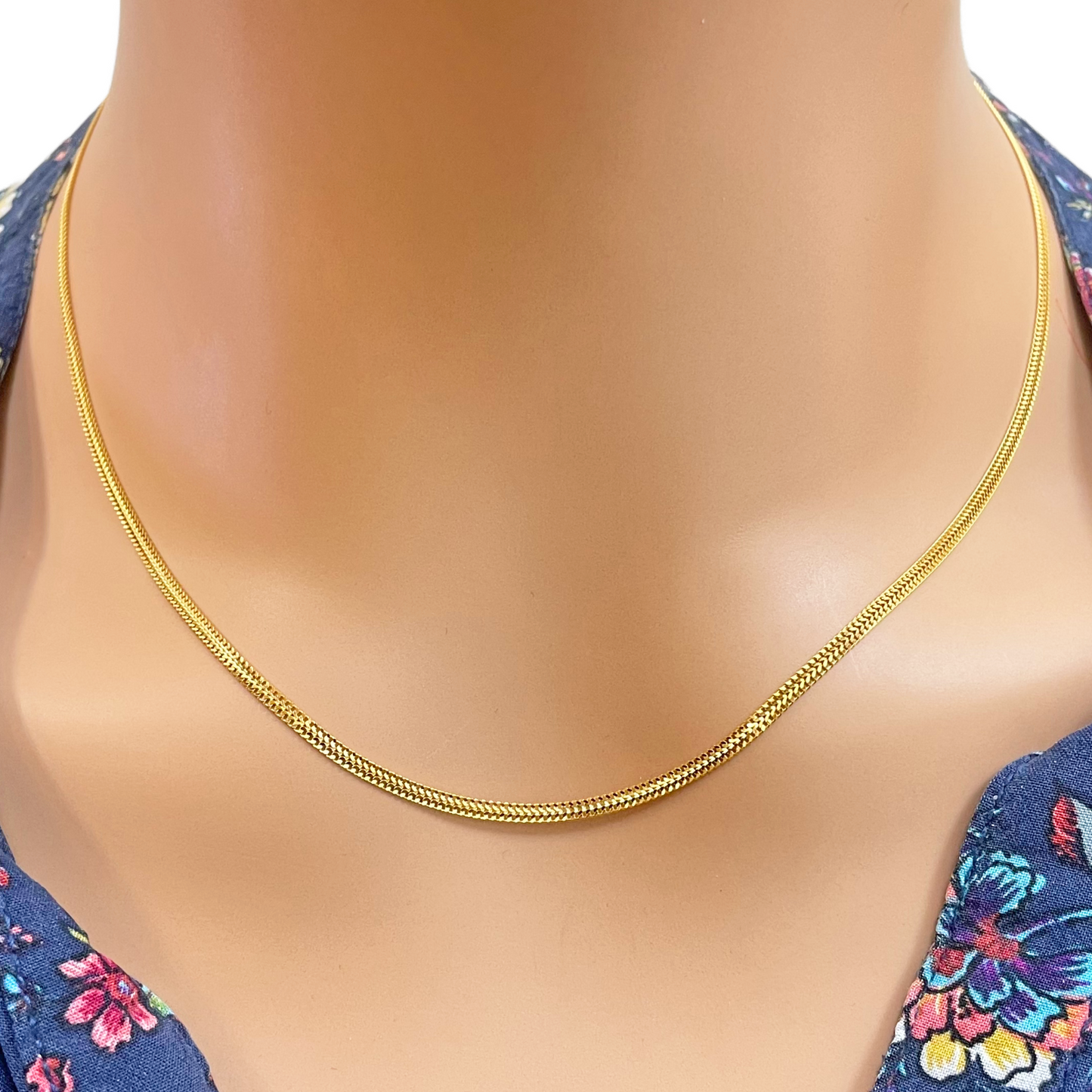 22ct Yellow Gold Flat Chain Necklace 18'' inch 2.1mm Width