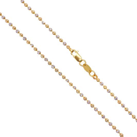 22ct Yellow Gold Two Tone Diamond Cut Ball Beaded Chain Necklace 1.9mm Width