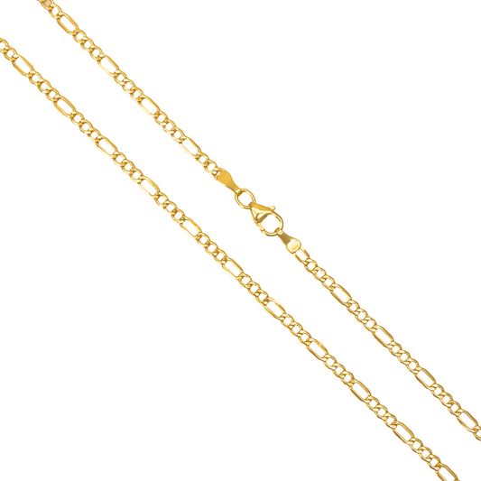 22ct Yellow Gold Lightweight Flat Figaro Chain Necklace 16'' inch 2.4mm Width