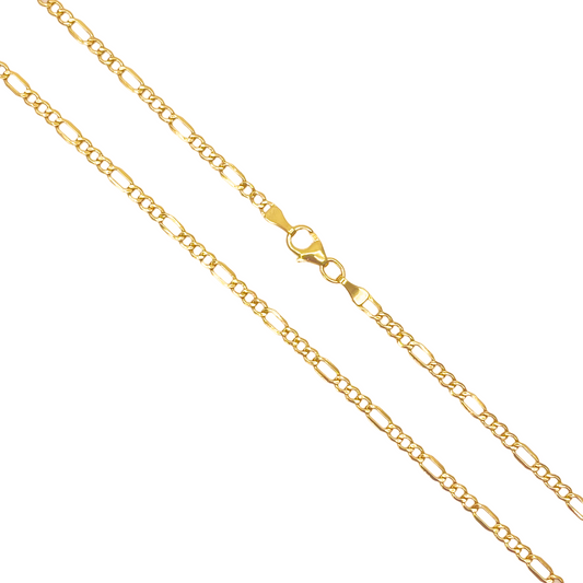 22ct Yellow Gold Lightweight Flat Figaro Chain Necklace 18'' inch 2.4mm Width