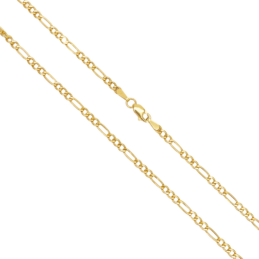 22ct Yellow Gold Lightweight Flat Figaro Chain Necklace 20'' inch 2.5mm Width