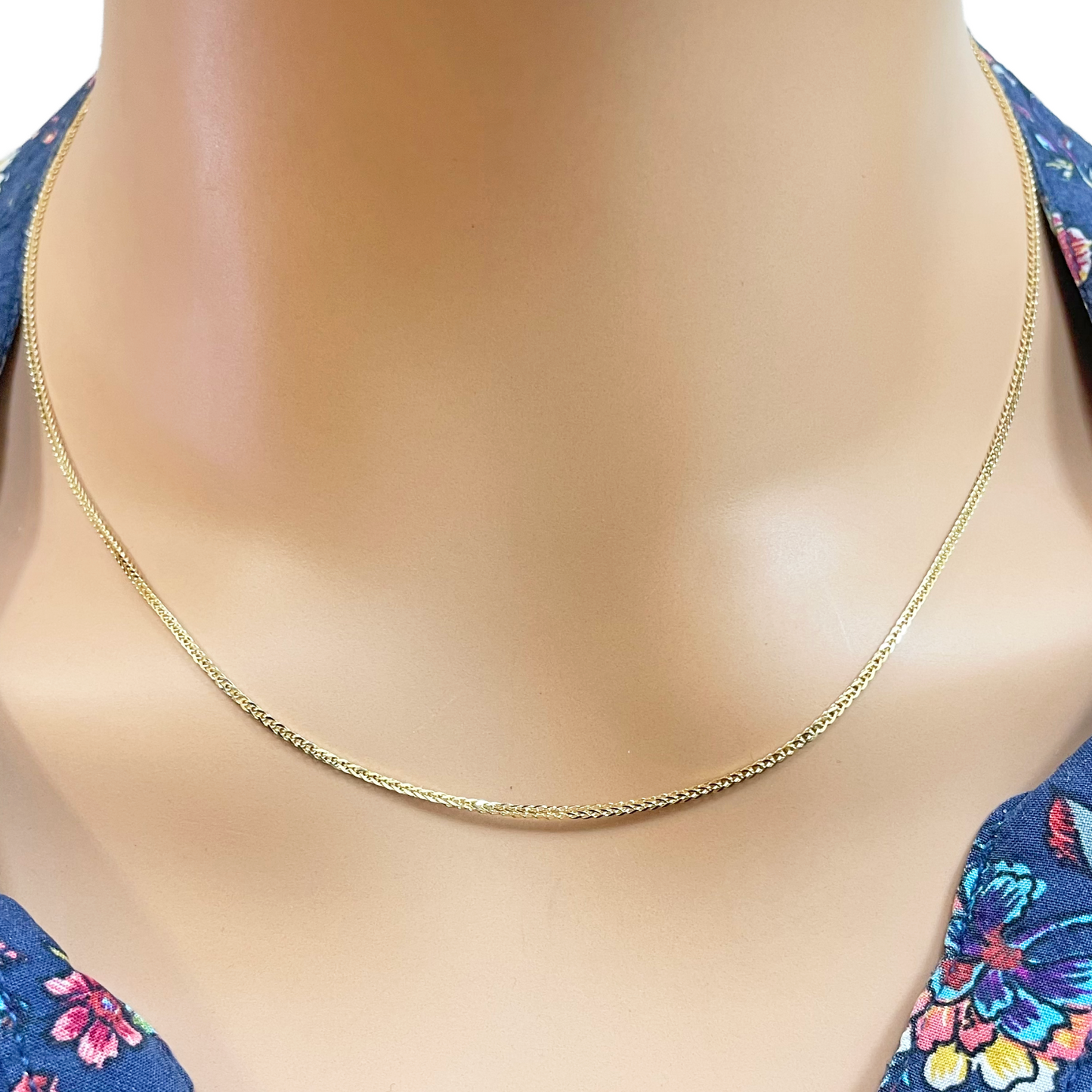 18ct Yellow Gold Spiga/Wheat Chain Necklace 18'' inch 0.8mm Width