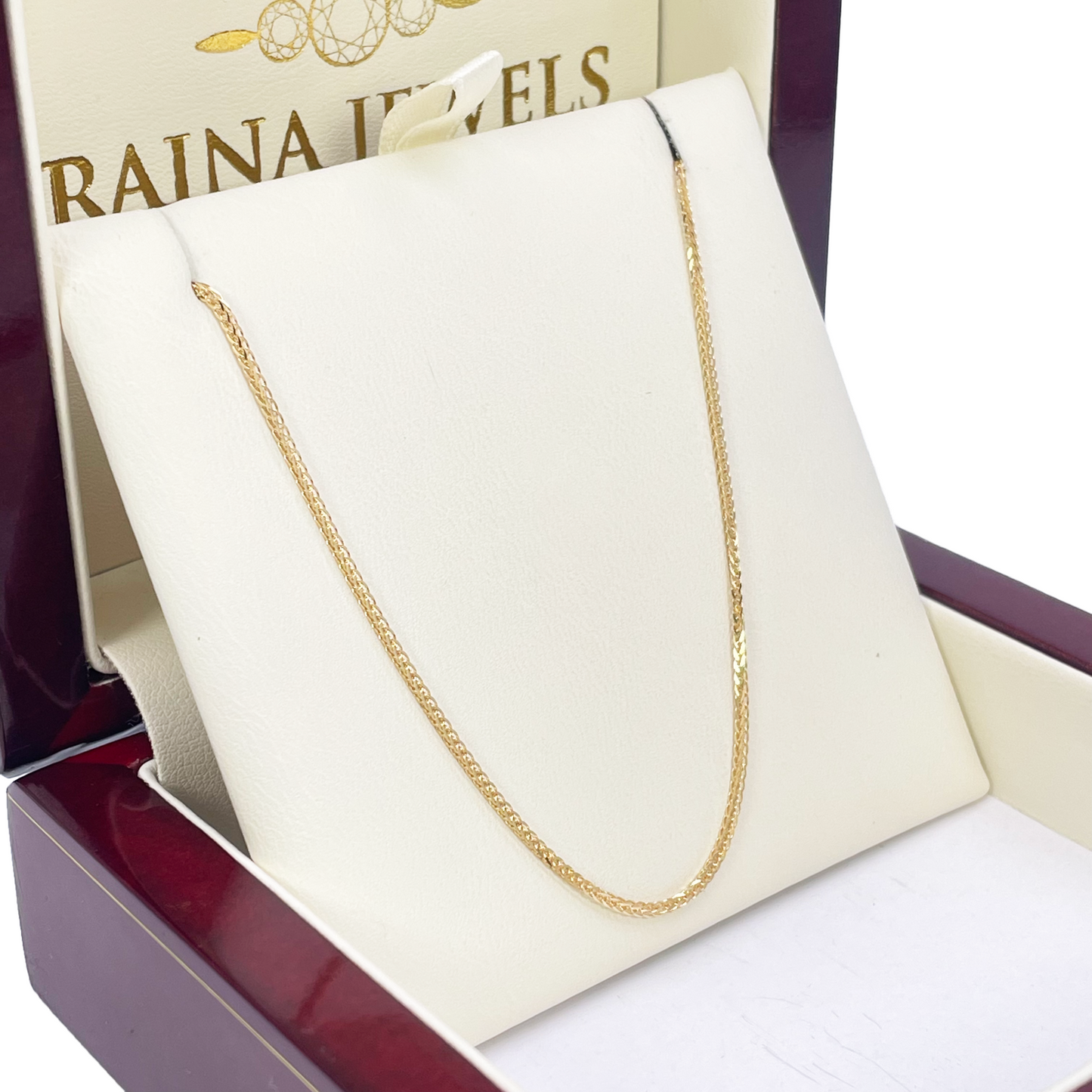 18ct Yellow Gold Spiga/Wheat Chain Necklace 18'' inch 0.8mm Width